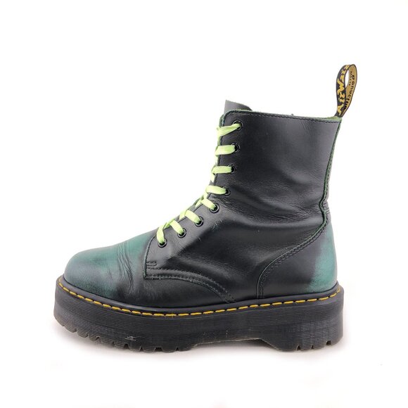 Martens Jadon Green Rub Off Leather Platform Combat Boots 11